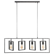 famlights | Pendelleuchte Linus in Grau E27 4-flammig