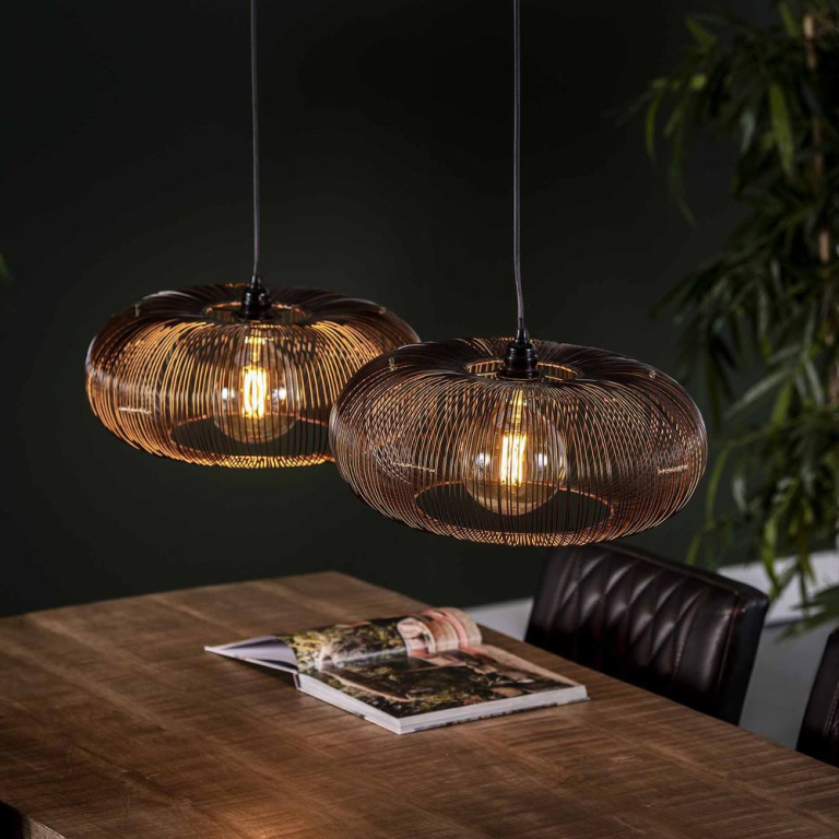 famlights famlights | Pendelleuchte Nadine in Kupfer E27 2-flammig