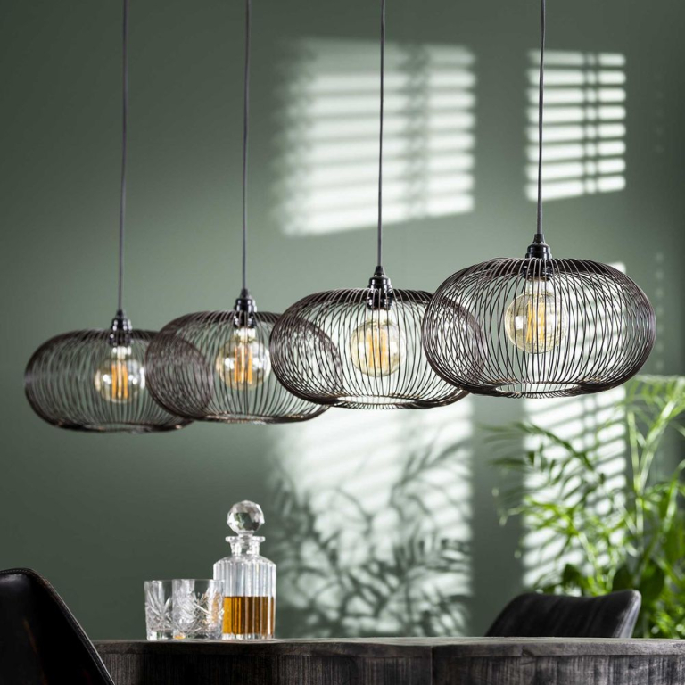famlights famlights | Pendelleuchte Nadine in Kupfer E27 4-flammig