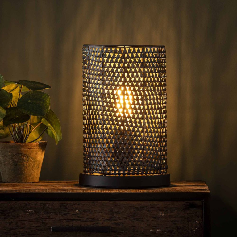 famlights famlights | Tischleuchte Lino in Schwarz und Braun E27