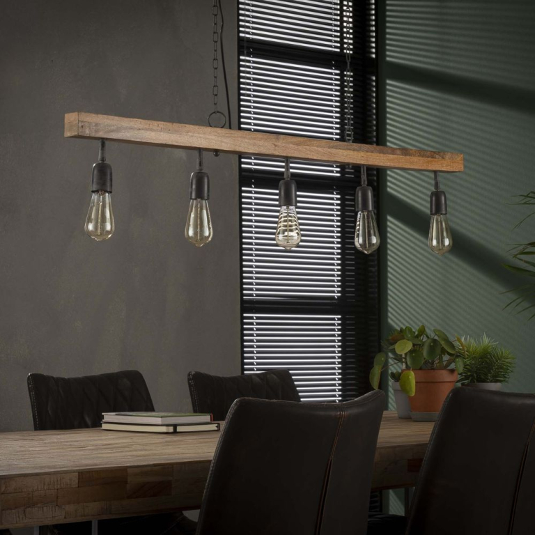 famlights famlights | Pendelleuchte Marie in Natur E27 5-flammig