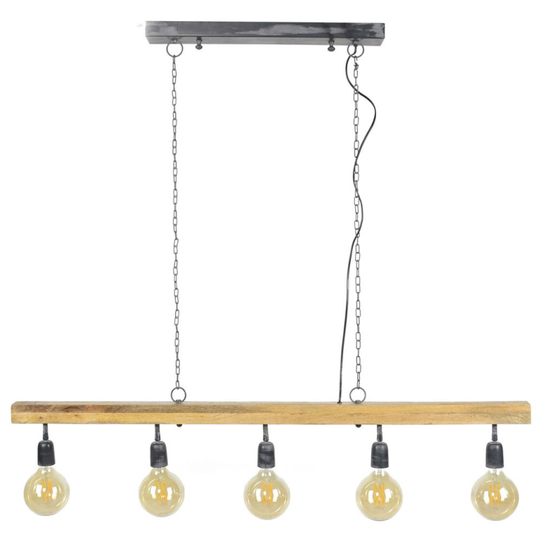 famlights famlights | Pendelleuchte Marie in Natur E27 5-flammig