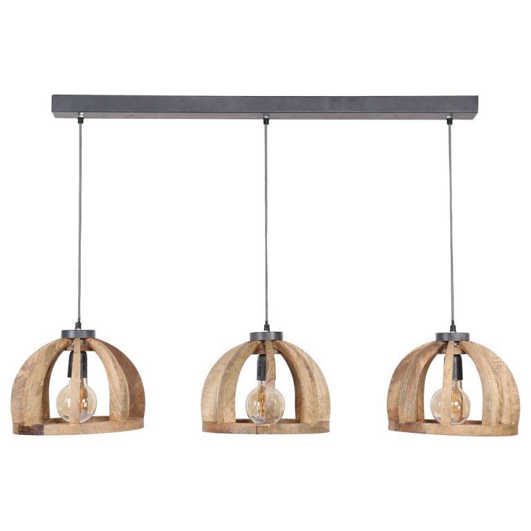 famlights famlights | Pendelleuchte Emil in Natur E27 3-flammig