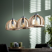 famlights | Pendelleuchte Emil in Natur E27 3-flammig