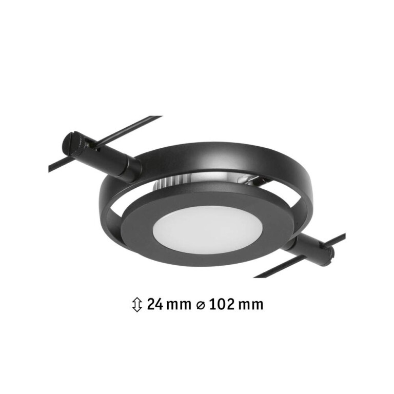 Paulmann LED Seilsystem RoundMac Einzelspot 280lm 4,5W 3000K 12V Schwarz matt/Chrom
