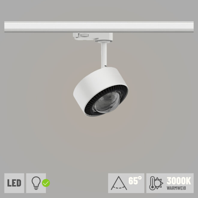 Paulmann ProRail3 LED Spot Aldan weiß schwarz 8,5W 65° 3.000K warmweiß dimmbar (LED fest verbaut)