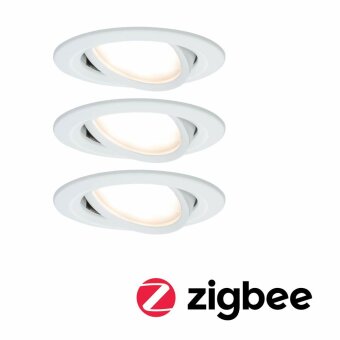 Paulmann ZigBee Smart Home Bundle 3x LED Einbauleuchte Nova Coin 6W 2700K Weiß (matt) + ZigBee Cephei Controller