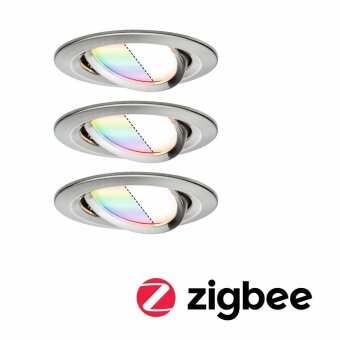 Bundle Smart Home Zigbee LED Einbauleuchten-Set Nova Plus 3er-Set 3x6W RGBW Eisen gebürstet