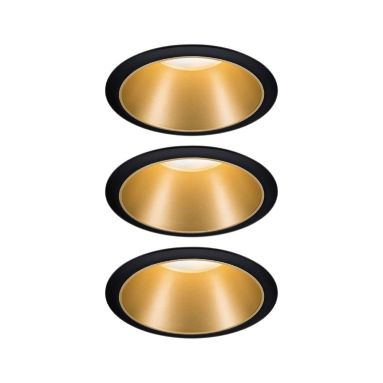Paulmann Smart Home Zigbee Bundle Einbauleuchte Cole Coin Schwarz/Gold matt 3er-Set 6W IP44 dimmbar