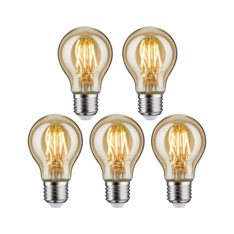 Paulmann Leuchtmittel Bundle 5x LED Allgebrauchslampe 500lm E27 4,7W 2500K Goldlicht