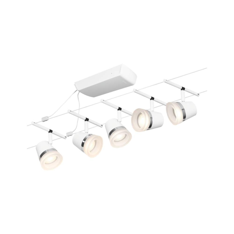 Paulmann Seilsystem Cone Basisset GU5,3 max. 5x10W 230/12V Weiß matt/Chrom