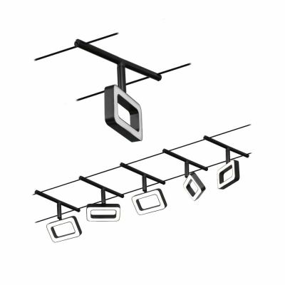 Paulmann LED Seilsystem Frame Basisset 5x280lm 5x4,8W 3000K 230/12V Schwarz matt/Chrom