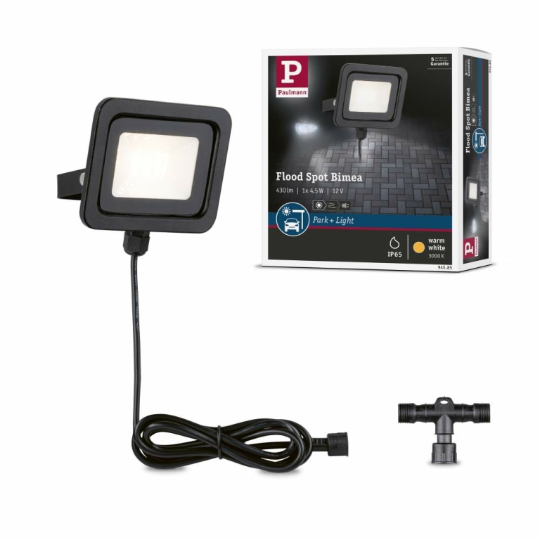 Paulmann Park + Light LED Außenwandleuchte Carportleuchte Bimea 4,5W IP65 3000K Schwarz Metall