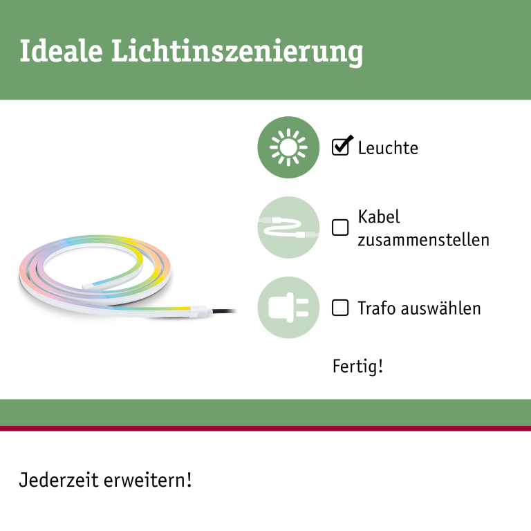 Paulmann Plug & Shine LED Stripe Smooth 2m IP67 RGBW+ Smart Home Zigbee 11W Weiß