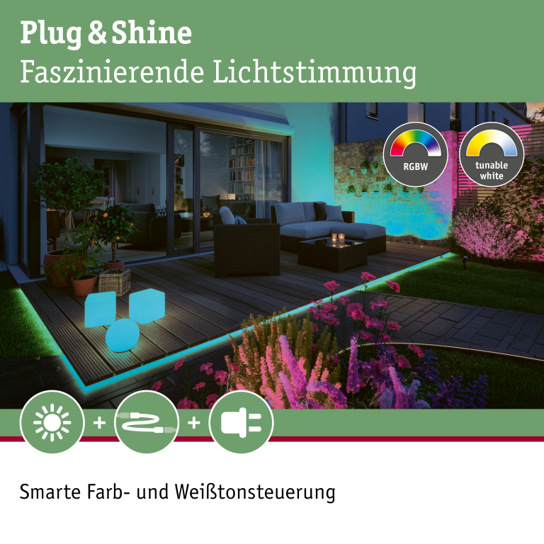 Paulmann Plug & Shine LED Stripe Smooth 2m IP67 RGBW+ Smart Home Zigbee 11W Weiß