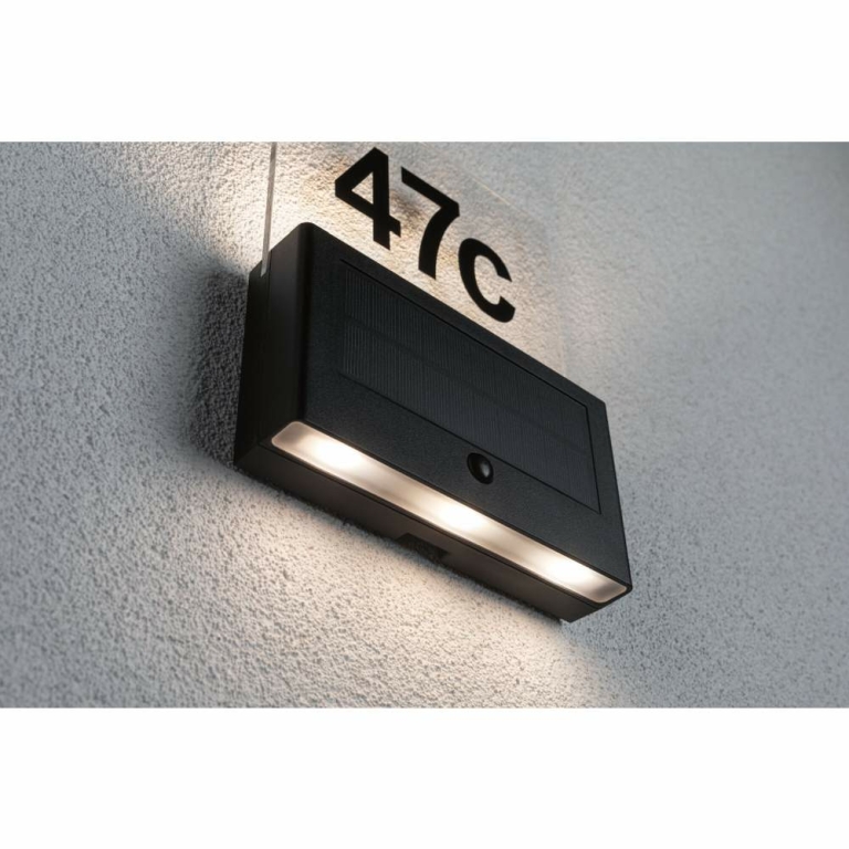 Paulmann Solar LED Hausnummernleuchte Neda Bewegungsmelder IP44 3000K 20lm Anthrazit