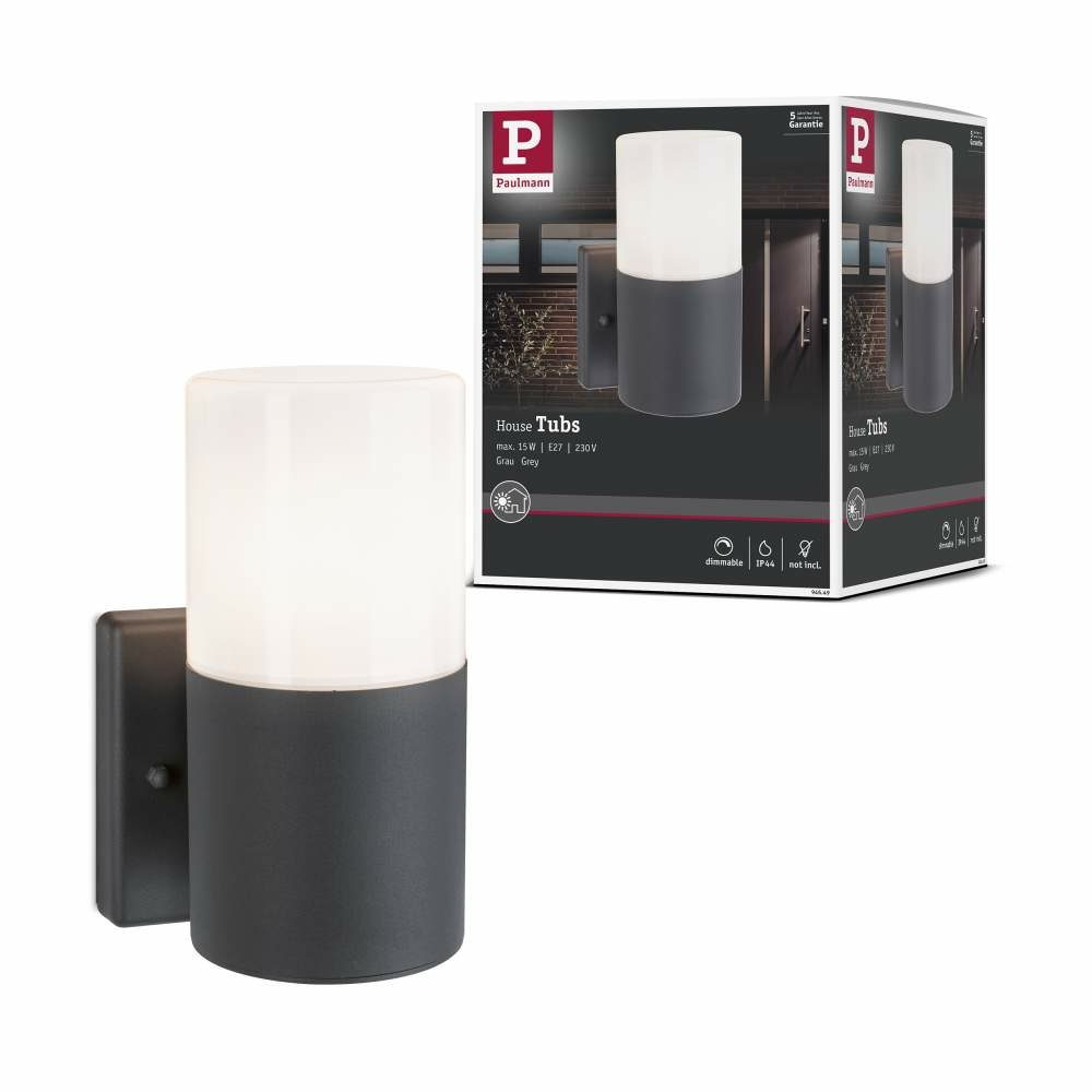 Lampen1a IP44 Außenwandleuchte Tubs | ohne Paulmann Leuchtmittel 105x123mm 94649 rund