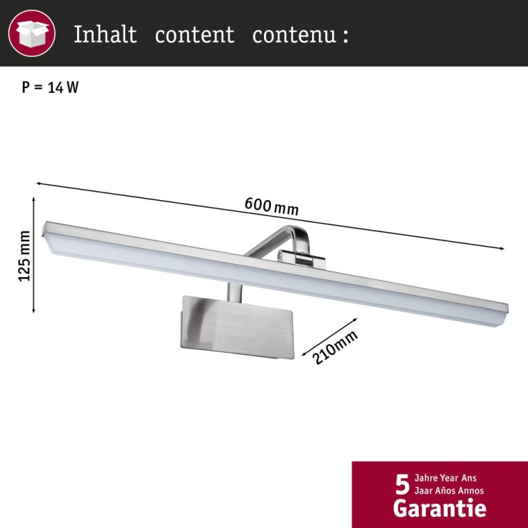 Paulmann LED Bilderl. Renan alu geb 600mm 1250lm 3000K 230V