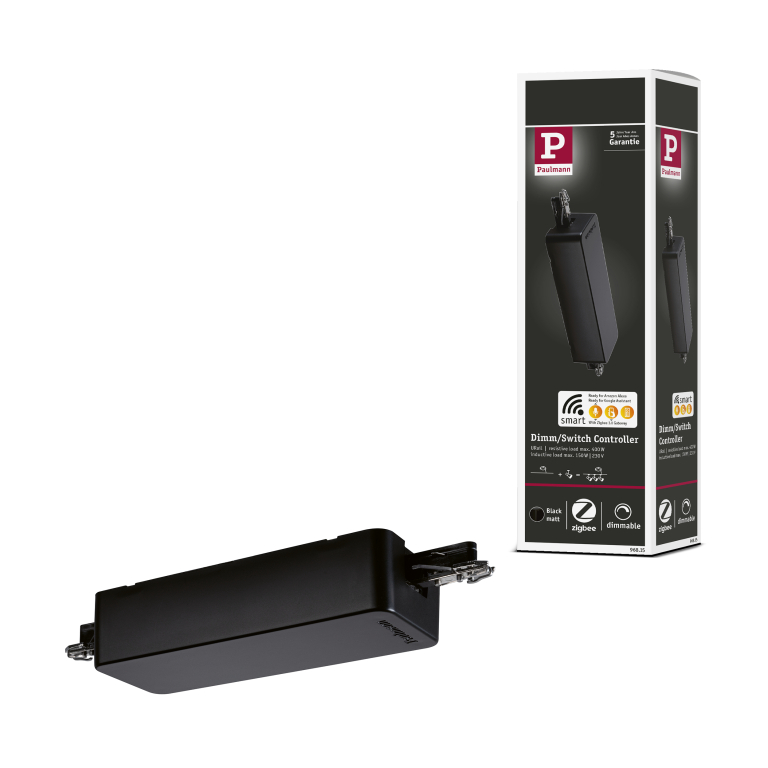 Paulmann URail ZigBee 3.0 Dimm/Switch Adapter Schwarz matt Smart Home Schienenverbinder An/Aus/Dimmen max. 400W