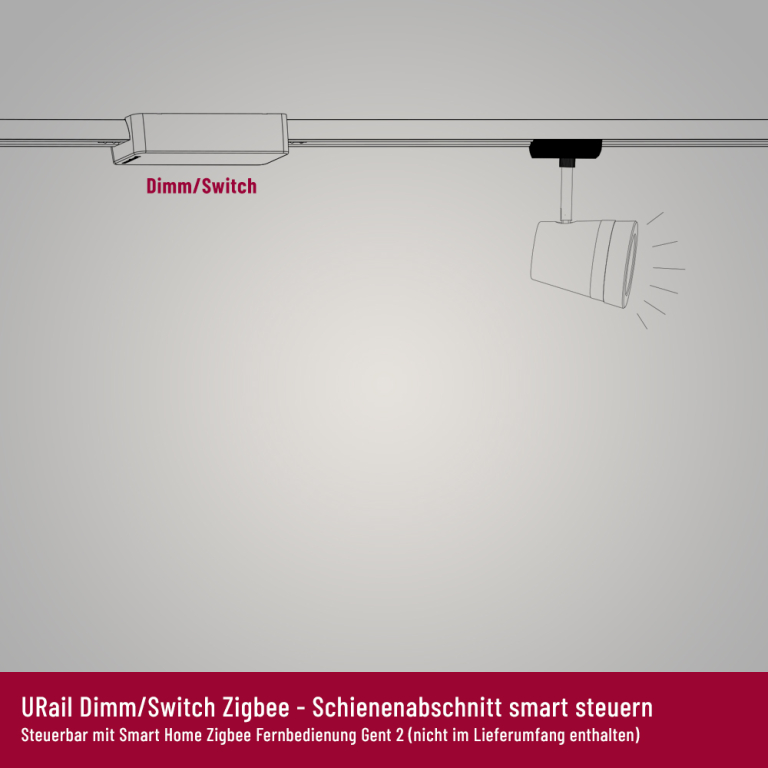 Paulmann URail ZigBee 3.0 Dimm/Switch Adapter Schwarz matt Smart Home Schienenverbinder An/Aus/Dimmen max. 400W