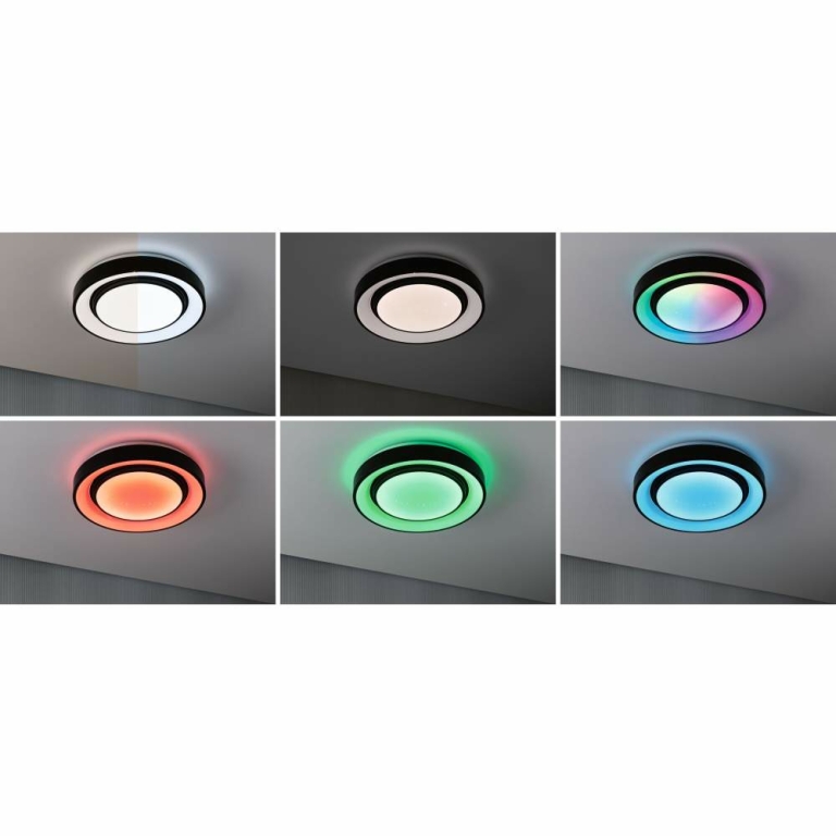 Paulmann LED Deckenleuchte Rainbow mit Regenbogeneffekt    RGBW 2650lm 230V 22W  Schwarz#Weiß