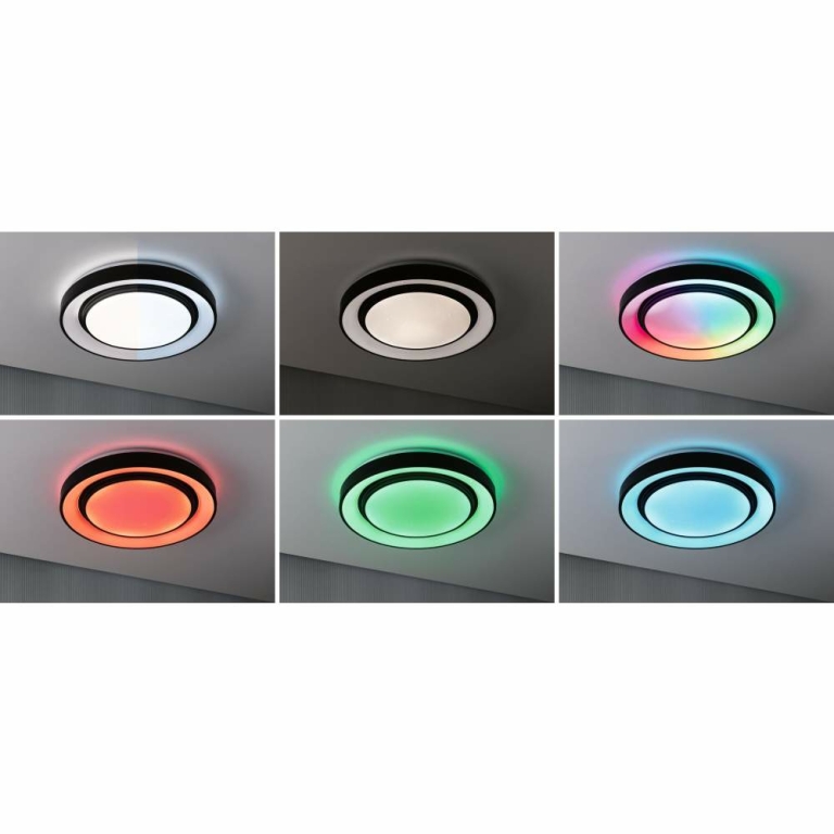 Paulmann LED Deckenleuchte Rainbow mit Regenbogeneffekt    RGBW 4750lm 230V 38,5W  Schwarz#Weiß