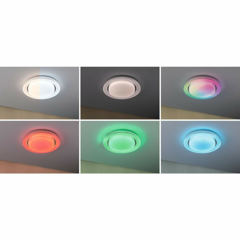 Paulmann LED Deckenleuchte Rainbow mit Regenbogeneffekt    RGBW 2650lm 230V 22W  Chrom#Weiß