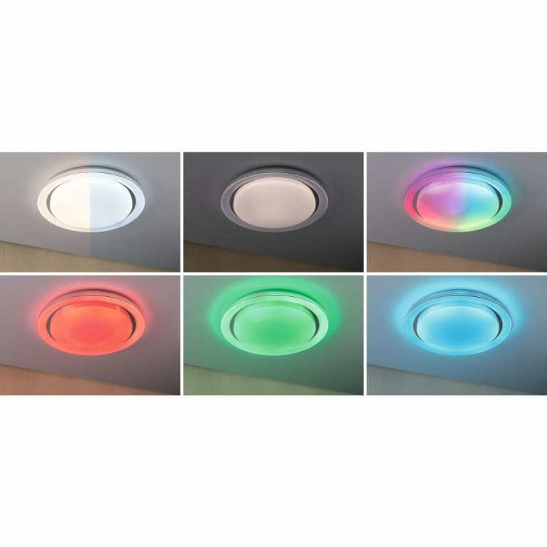 Paulmann LED Deckenleuchte Rainbow mit Regenbogeneffekt    RGBW 4750lm 230V 38,5W  Chrom#Weiß