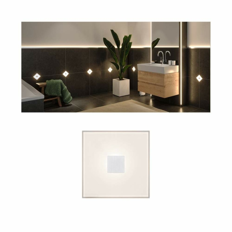 Paulmann LumiTiles LED Fliesen Square Einzelfliese IP44 100x10mm 70lm 12V 0,8W 2700K Weiß Kunststoff/Aluminium