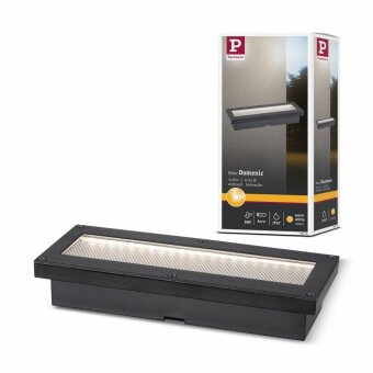 Paulmann Solar LED Bodeneinbauleuchte Domenic schwarz 20x8cm mit Dämmerungsschalter IP67 8lm 3000K wasserdicht rostfrei