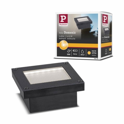 Paulmann Solar LED Bodeneinbauleuchte Domenic schwarz 8x8cm mit Dämmerungsschalter IP67 8lm 3000K wasserdicht rostfrei