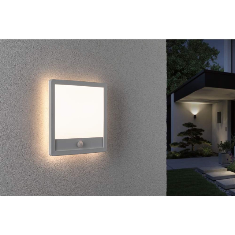 Paulmann LED Außenpanel Lamina Bewegungsmelder IP44 eckig 250x250mm 3000K 14,5W 950lm 230V Weiß Kunststoff