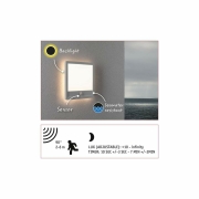 LED Außenpanel Lamina Bewegungsmelder IP44 eckig 250x250mm 3000K 14,5W 950lm 230V Weiß Kunststoff