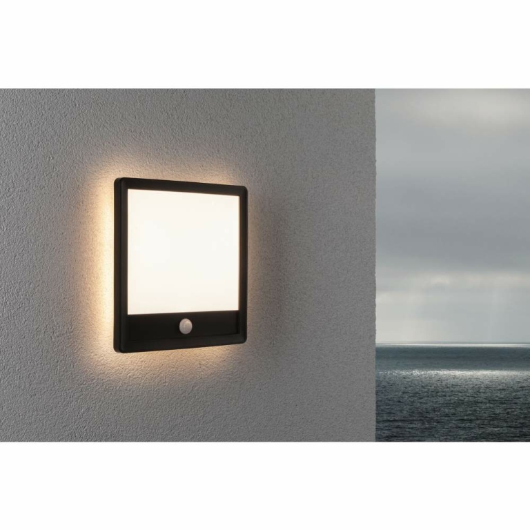 Paulmann LED Außenpanel Lamina inkl. Bewegungsmelder IP44 eckig 250x250mm 3000K 14,5W 1100lm 230V  Schwarz Kunststoff