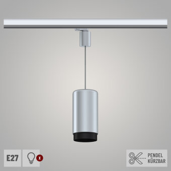 ProRail3 Pendel Leuchte Corus Silber Schwarz max. 1x50W E27 kürzbar