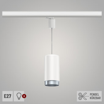 ProRail3 Pendel Leuchte Corus Weiß Silber max. 1x50W E27 kürzbar