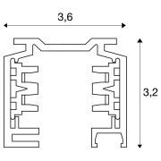 EUTRAC 3-Phasen Stromschiene 3m schwarz Aufbauschiene