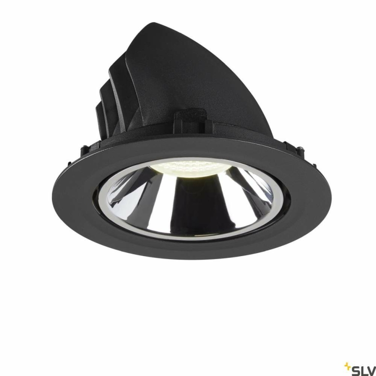 SLV NUMINOS® GIMBLE XL, Deckeneinbauleuchte schwarz / chrom 4000K 20°