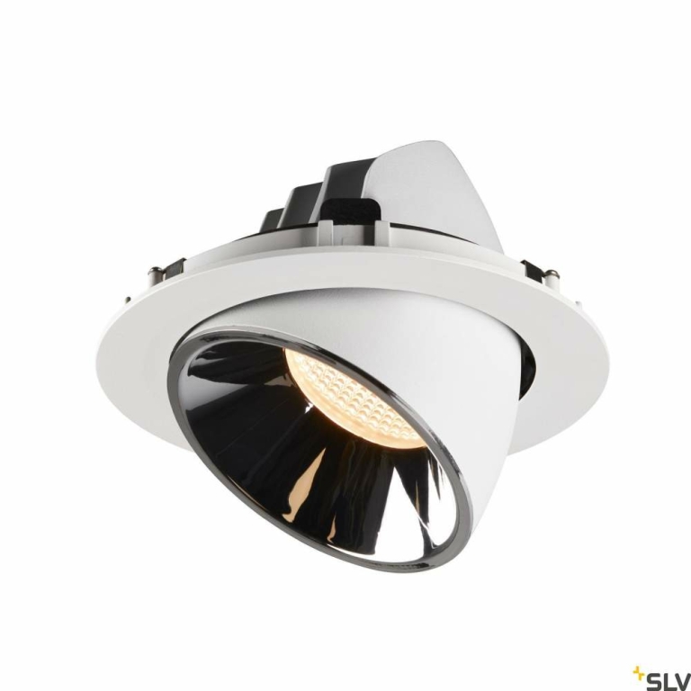 SLV NUMINOS® GIMBLE XL, Deckeneinbauleuchte weiß / chrom 2700K 40°