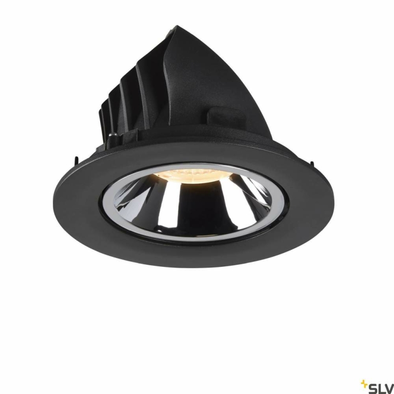 SLV NUMINOS® GIMBLE L, Deckeneinbauleuchte schwarz / chrom 3000K 55°