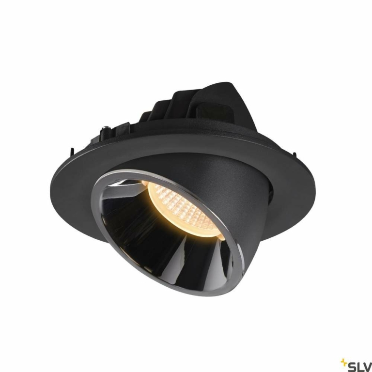 SLV NUMINOS® GIMBLE L, Deckeneinbauleuchte schwarz / chrom 3000K 55°