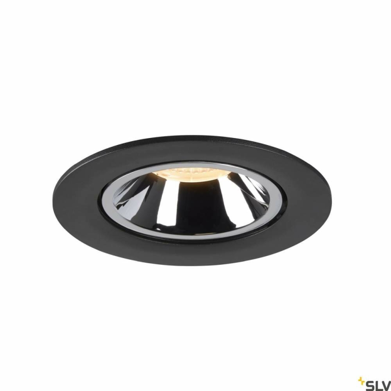 SLV NUMINOS® GIMBLE L, Deckeneinbauleuchte schwarz / chrom 3000K 55°