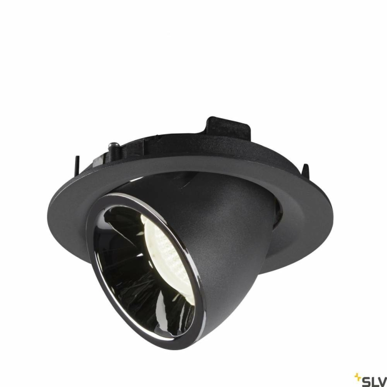 SLV NUMINOS® GIMBLE M, Deckeneinbauleuchte schwarz / chrom 4000K 20°