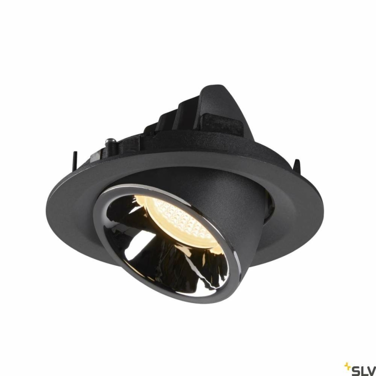 SLV NUMINOS® GIMBLE M, Deckeneinbauleuchte schwarz / chrom 3000K 20°