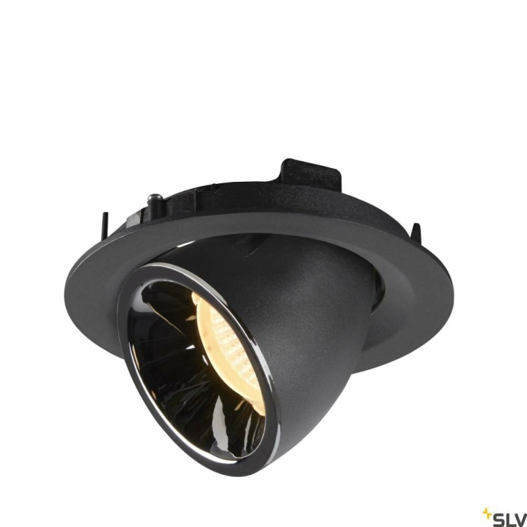 SLV NUMINOS® GIMBLE M, Deckeneinbauleuchte schwarz / chrom 3000K 20°