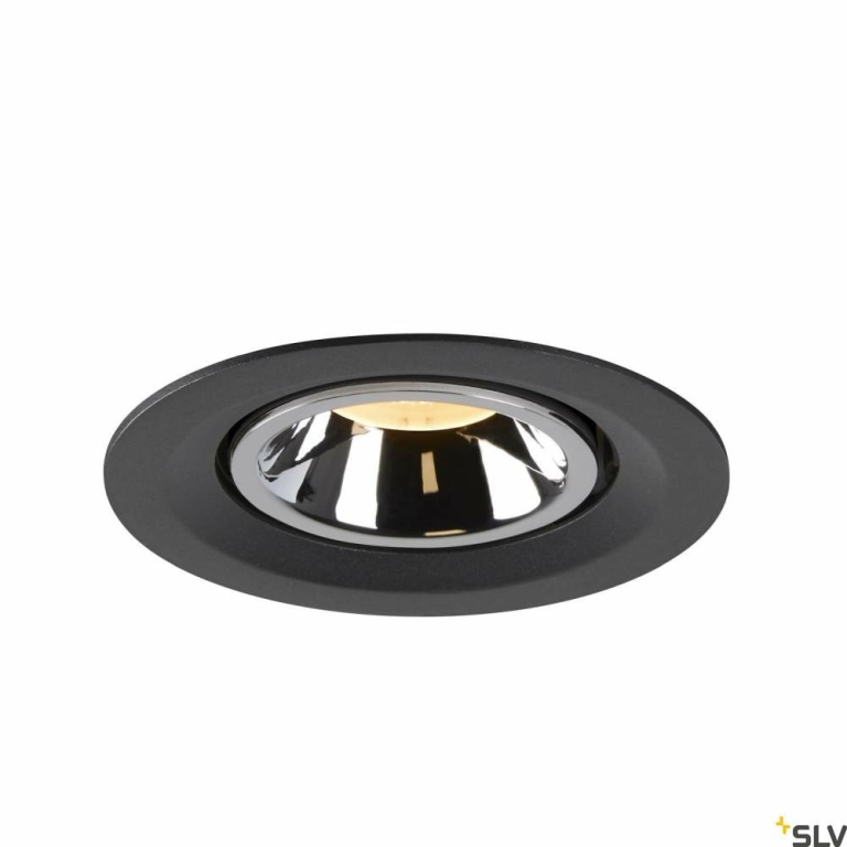 SLV NUMINOS® GIMBLE M, Deckeneinbauleuchte schwarz / chrom 3000K 20°