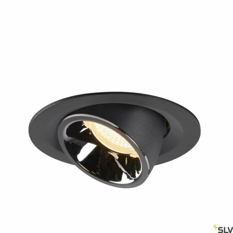 SLV NUMINOS® GIMBLE M, Deckeneinbauleuchte schwarz / chrom 3000K 20°
