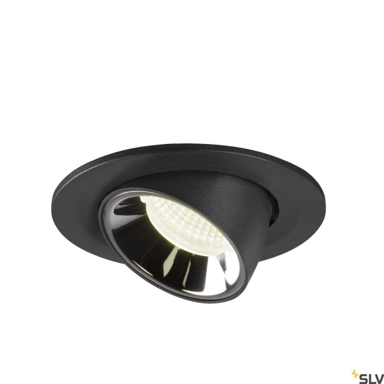 SLV NUMINOS® GIMBLE S, Deckeneinbauleuchte schwarz / chrom 4000K 55°