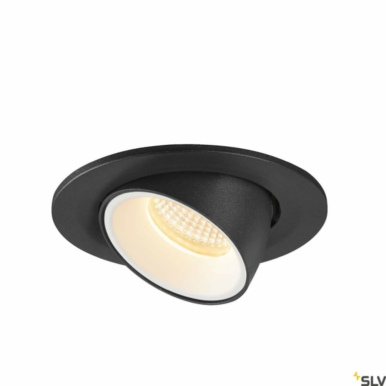 SLV NUMINOS® GIMBLE S, Deckeneinbauleuchte schwarz / weiß 3000K 20°