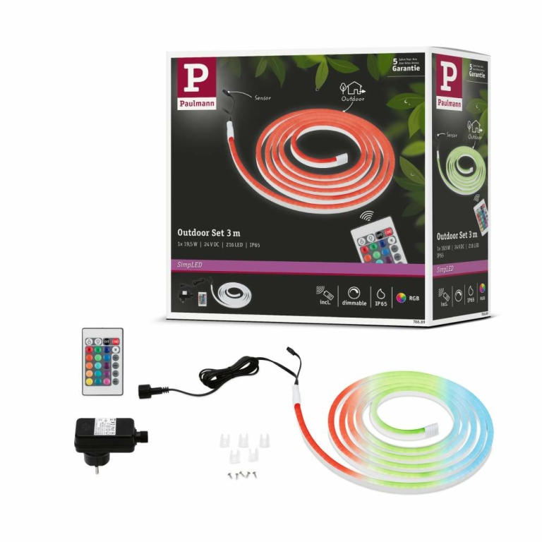 Paulmann SimpLED LED Strip Outdoor Basisset 3m  IP44 19,5W  72LEDs/m RGB